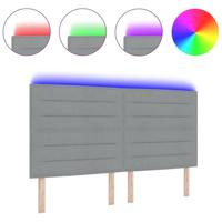 LED Hoofdbord met LED-striplichten Lichtgrijs 180 cm Polyester - thumbnail