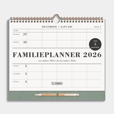 A4+ Spiraal Familieplanner 2026 Groen