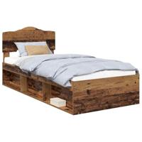 Bedframe met hoofdeinde Oudhout 90 x 190 cm Massief grenenhout - thumbnail