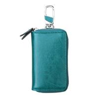 9101 multifunctionele taille opknoping olie Wax lederen rits portemonnee sleutels houder tas (Peacock Blue) - thumbnail