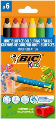 Kleurpotlood bickids multi surface 6st ass