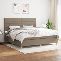 Boxspring met matras stof taupe 200x200 cm - thumbnail