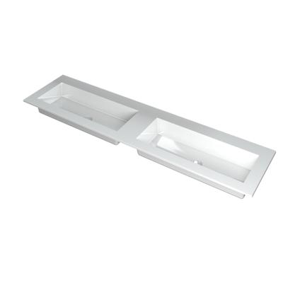 INK Kraft Wastafel Dubbele Bak Zonder Kraangaten - 1800x450x10 mm - Glans Wit