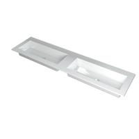 INK Kraft Wastafel Dubbele Bak Zonder Kraangaten - 1800x450x10 mm - Glans Wit - thumbnail