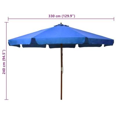 Parasol met houten paal 330 cm azuurblauw
