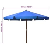 Parasol met houten paal 330 cm azuurblauw - thumbnail