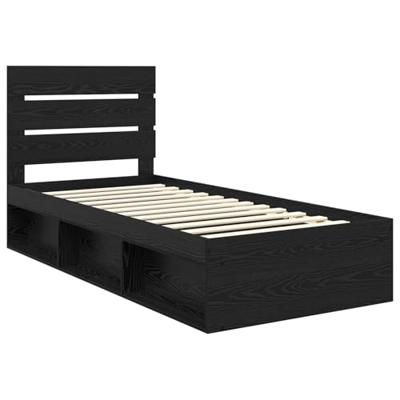 Bedframe met hoofdeinde Zwart 100 x 200 cm Massief grenenhout