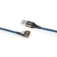 Nedis GCTB60600BK10 Usb 2.0-kabel A Male Naar Type-c™ Male 180°-aansluiting Voor Gaming 1,0 M Rond Gevlochten Zwart-blauw - thumbnail