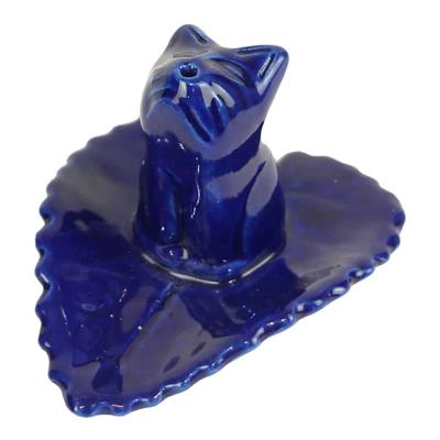 Keramische Wierookhouder Blauwe Kat Keramische Wierookhouder Blauwe Kat
