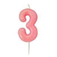Nummerkaars &apos;2&apos; Glitter Roze - thumbnail