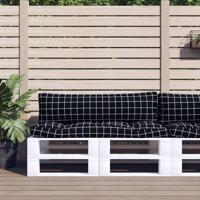 VidaXL Palletkussens 2 st ruitpatroon oxford stof zwart - thumbnail