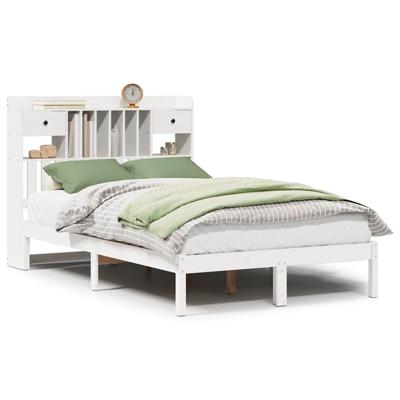 Bed met boekenkast zonder matras grenenhout wit 140x190 cm