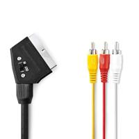 Nedis SCART-Kabel | SCART Male | 3x RCA Male | Vernikkeld | Schakelbaar | 480p | 2.00 m | Rond | PVC | Zwart | Label - CVGL31130BK20 - thumbnail