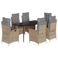 7-delige Tuinset met kussens poly rattan beige - thumbnail