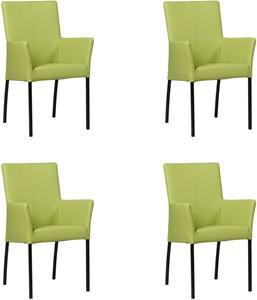 Set van 4 Felgroene leren moderne eetkamerstoelen Comfort - Toledo Leer Lime (felgroen leer)