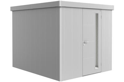Biohort Neo 3B metalen tuinhuis enkele deur zilver 236x292 cm- Plat dak- Metaal- Biohort
