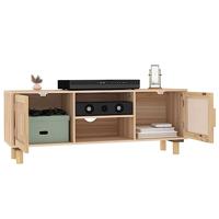 Tv-meubel 105x30x40 cm massief grenenhout en rattan bruin - thumbnail