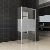 zijwand + hoekprofiel 400x2000 10mm NANO gedeeltelijk matglas - thumbnail