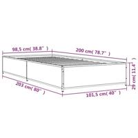 Bedframe bewerkt hout en metaal bruin eikenkleurig 100x200 cm - thumbnail