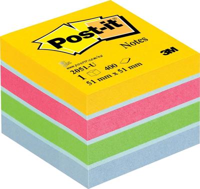 Post-it Plaknotitiekubus 2051-U 51 mm x 40 mm Ultrablauw, Ultra-geel, Ultra-groen, Ultra-roze 400 vellen