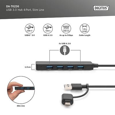 Digitus DA-70236 USB 3.0-hub 4 poorten Met USB-C stekker Zwart