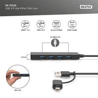 Digitus DA-70236 USB 3.0-hub 4 poorten Met USB-C stekker Zwart - thumbnail