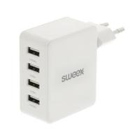 Lader 4-Uitgangen 4.8 A USB Wit - thumbnail