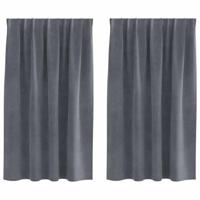 VidaXL Verduisterende gordijnen 2 pcs lichtgrijs 140 x 140 cm fluweel - thumbnail