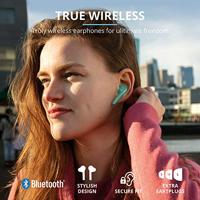 Trust Mobile Nika Touch Draadloze Bluetooth Oordopjes, Wireless Earphones met Oplaadcase (16 uur Speeltijd, Ingebouwde Microfoon, TWS) Turquoise - thumbnail