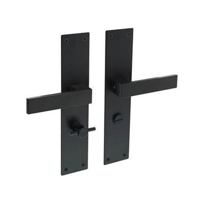Intersteel Deurkruk Amsterdam op schild met toilet-/badkamersluiting 63/8 mm - mat zwart