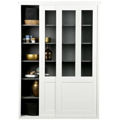 WOOOD Vitrinekast 'Vince' met schuifdeuren, kleur wit