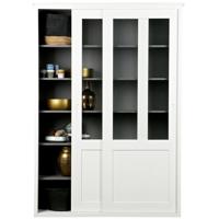 WOOOD Vitrinekast 'Vince' met schuifdeuren, kleur wit - thumbnail