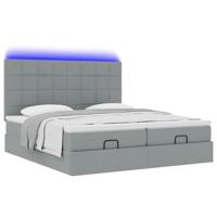 Ottoman bed met matrassen en LED's 180x200cm stof lichtgrijs - thumbnail