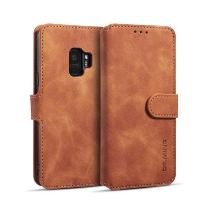 Dg. MING retro olie kant horizontale flip case met houder & kaartsleuven & portemonnee voor Galaxy S9 (bruin)