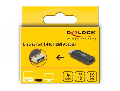 Delock 61055 DisplayPort / HDMI Adapter [1x DisplayPort stekker - 1x HDMI-bus] Zwart