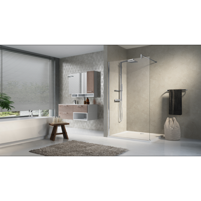 Novellini Lunes glaswand 80x195 210cm mat chroom profiel helder glas lunesh80-1b