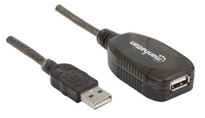 Manhattan USB-kabel USB 2.0 USB-A stekker, USB-A bus 20.00 m Zwart 150958 Manhattan USB-kabel USB 2.0 USB-A stekker, USB-A bus 20.00 m Zwart 150958