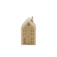 LED kaars huis M beige 6,5x7,5x16cm - thumbnail