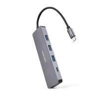 NANOCABLE 10.16.4409 - USB-C converter hub naar 3 USB-A 3.0 vrouwelijke poorten + 1 USB-C-vrouwelijke poort, aluminium, 10 cm, grijs - thumbnail