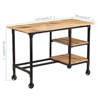 Bureau met inklapbaar krukje 115x50x76 cm massief mangohout - thumbnail