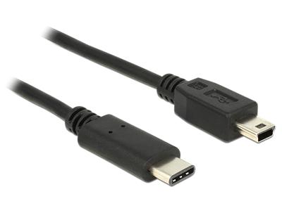 Delock USB-kabel USB 2.0 USB-mini-B stekker, USB-C stekker 0.50 m Zwart 83335