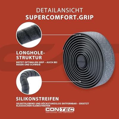 CONTEC stuurlint "supercomfort.grip" ct handlebar tapes superc t.grip gray 200mm