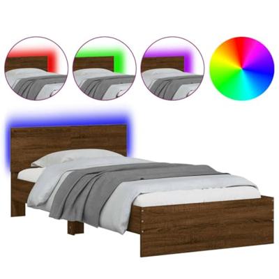 Bedframe met hoofdbord en LED bruineikenkleurig 100x200 cm