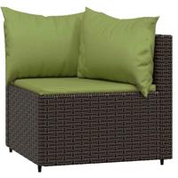 Tuinhoekbanken met kussens 2 st poly rattan bruin - thumbnail