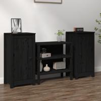 Dressoirs 2 st 40x35x80 cm massief grenenhout zwart - thumbnail
