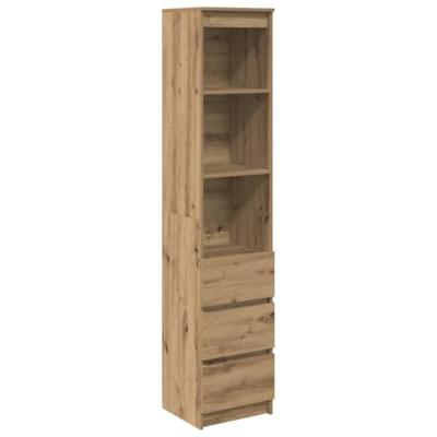 Hoge kast 37,5x35x180 cm bewerkt hout artisanaal eikenkleur - thumbnail