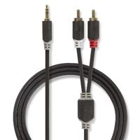 Stereo audiokabel | 3,5 mm male - 2x RCA male | 2,0 m | Antraciet [CABW22200AT20] - thumbnail