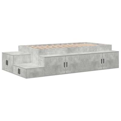 Opbergbedframe Beton Grijs 244 x 127 x 53.5 cm Bewerkt hout