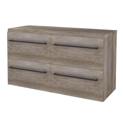 Badmeubelset BWS Salt 120x46cm Met Grepen 4 Lades Met Afdekplaat Scotch Oak