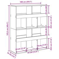 Boekenkast 100x33x187,5 cm bewerkt hout grijs sonoma eikenkleur - thumbnail